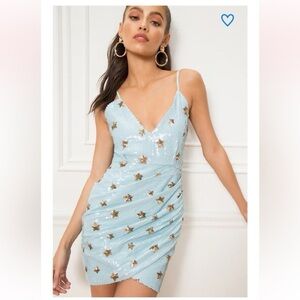 Superdown Dina Mini Dress in Light Blue Star Sequins